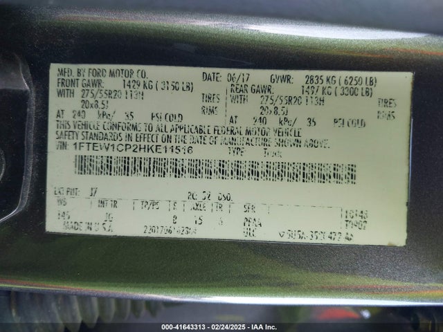 Ford F-150 Xl 2017 1FTEW1CP2HKE11516 Image 9