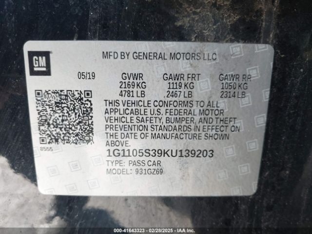 2019 CHEVROLET IMPALA 1G1105S39KU139203 Photo 8
