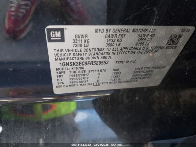1GNSK3EC8FR520563 Chevrolet Tahoe Commercial Fleet