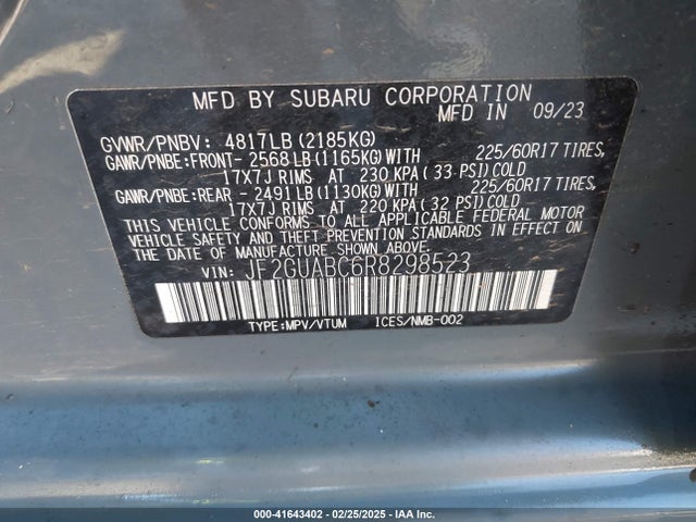 JF2GUABC6R8298523 Subaru na