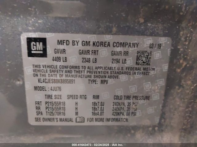 KL4CJESB8KB895891 Buick Encore Awd Preferred