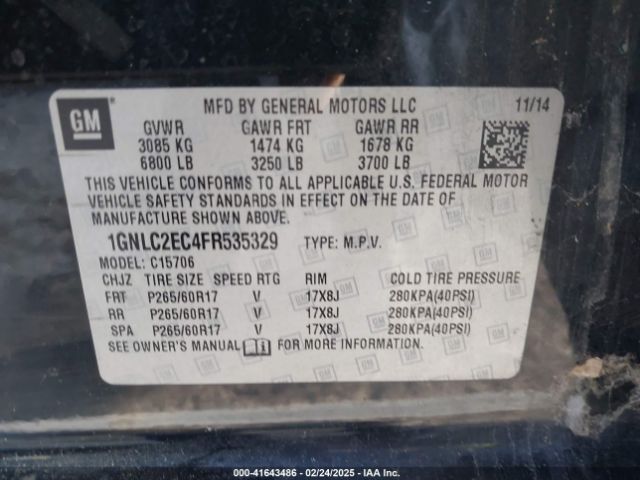 1GNLC2EC4FR535329 Chevrolet Tahoe Commercial Fleet