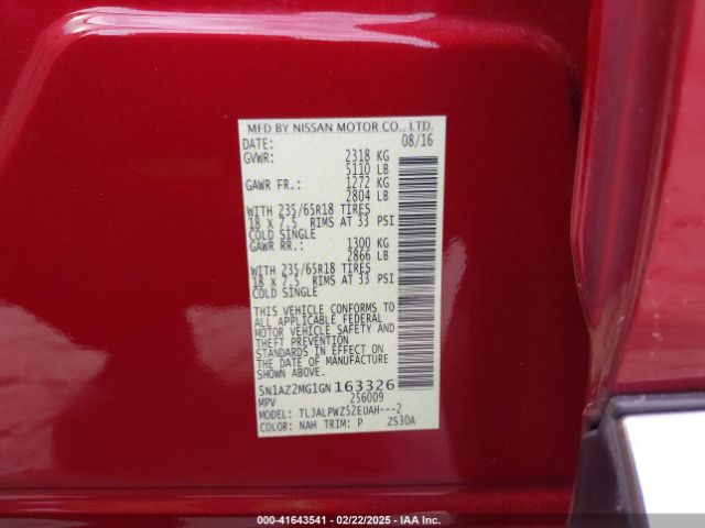 5N1AZ2MG1GN163326 Nissan MURANO S