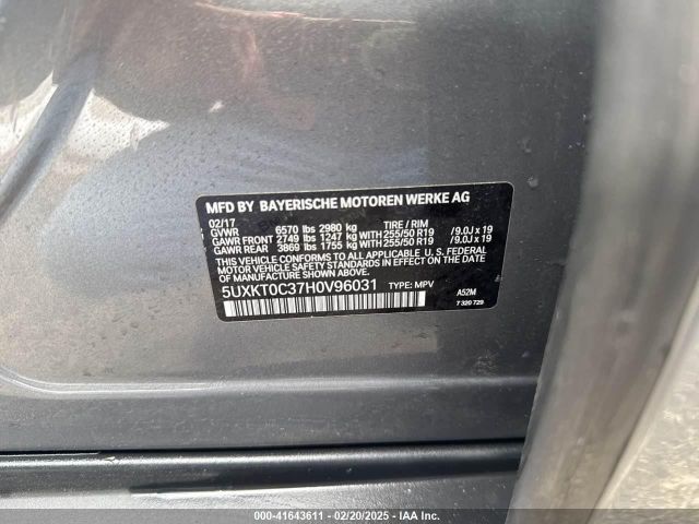 5UXKT0C37H0V96031 BMW X5 Xdr40e