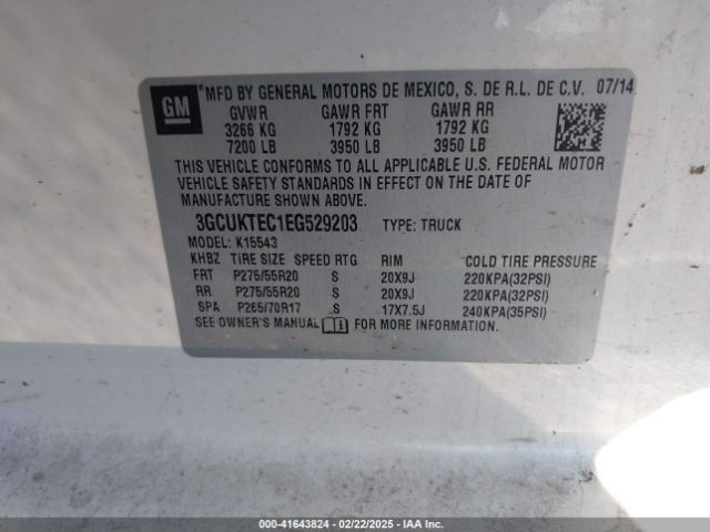 3GCUKTEC1EG529203 Chevrolet Silverado 1500 High Country