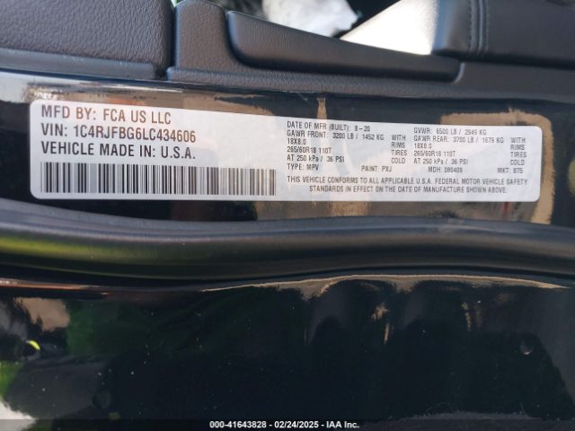 1C4RJFBG6LC434606 Jeep Grand Cherokee Limited 4x4