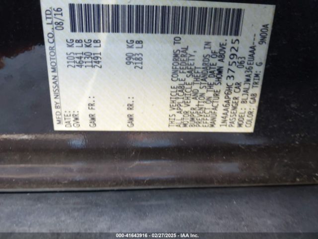 2017 NISSAN MAXIMA 1N4AA6AP6HC375925 Photo 8