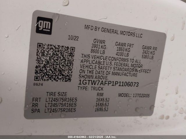1GTW7AFP1P1106073 GMC Savana Cargo Rwd 2500 Regular Wheelbase Work Van