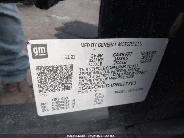2023 CHEVROLET TAHOE 1GNSCRKD4PR217763 Photo 8