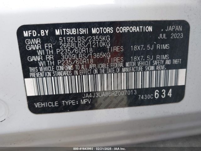 JA4J3UA86RZ007013 Mitsubishi Outlander Es