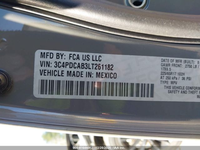 3C4PDCAB3LT261182 Dodge Journey Se Value