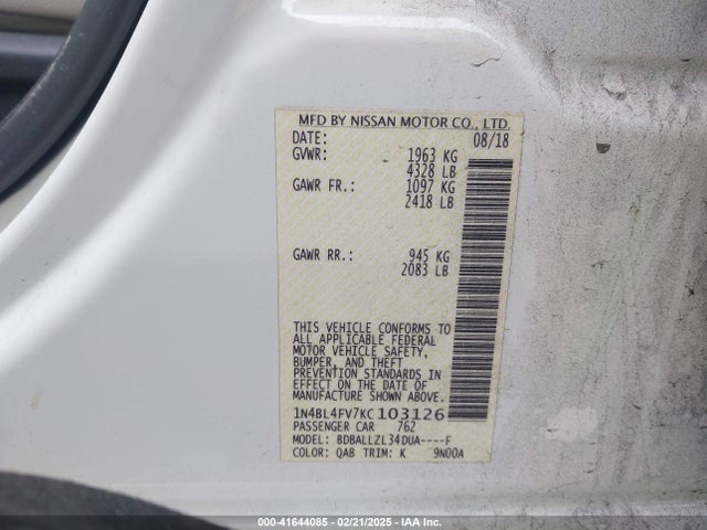 Nissan Altima 2.5 Platinum 2019 1N4BL4FV7KC103126 Image 9