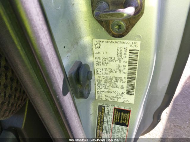 1N6AD0CU5GN702140 Nissan Frontier Sv