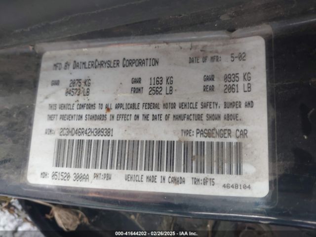 2002 CHRYSLER CONCORDE 2C3HD46R42H309381 Photo 8