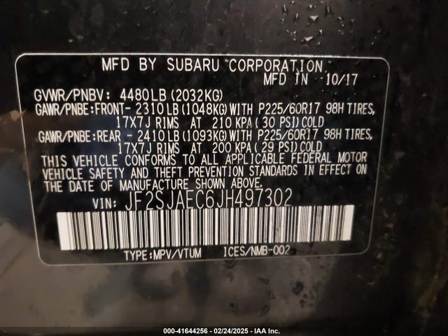 Subaru Forester 2.5i Premium 2018 JF2SJAEC6JH497302 Image 9