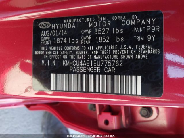 KMHCU4AE1EU775762 Hyundai ACCENT GLS