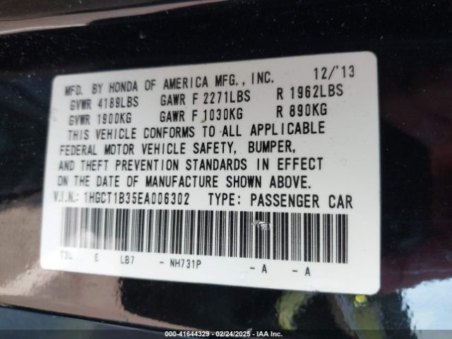 1HGCT1B35EA006302 Honda Accord Lx-s