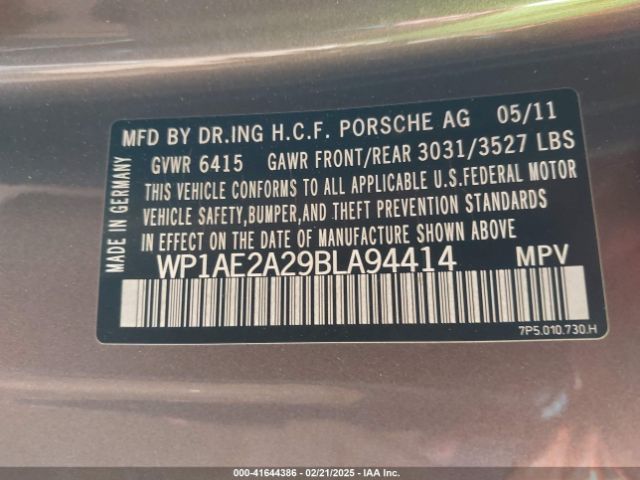 2011 PORSCHE CAYENNE HYBRID WP1AE2A29BLA94414 Photo 8