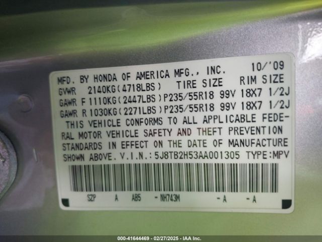 2010 ACURA RDX 5J8TB2H53AA001305 Photo 8