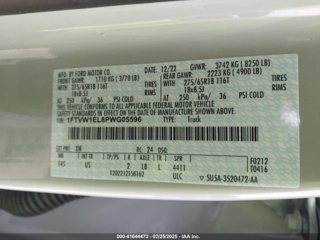 1FTVW1EL8PWG05596 Ford 2023