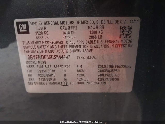 2012 CADILLAC SRX 3GYFNDE36CS544497 Photo 8