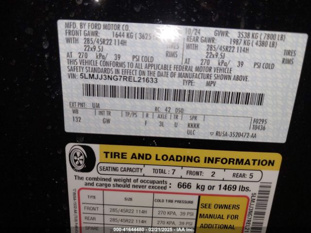 5LMJJ3NG7REL21633 Lincoln Navigator Premiere L