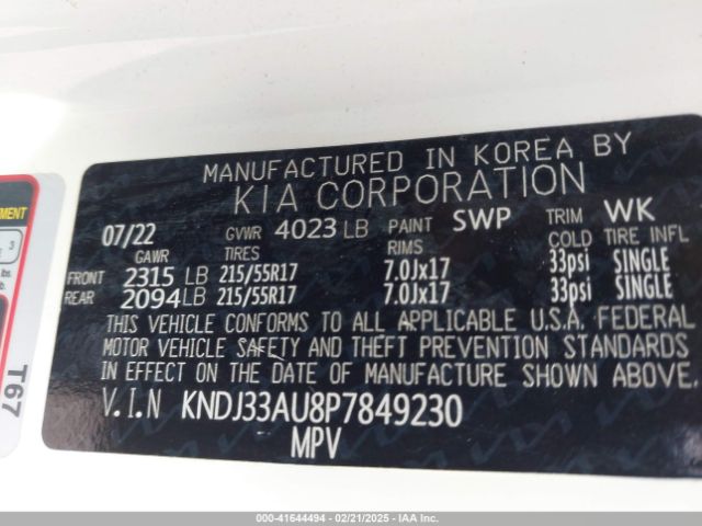 KNDJ33AU8P7849230 KIA SOUL EX