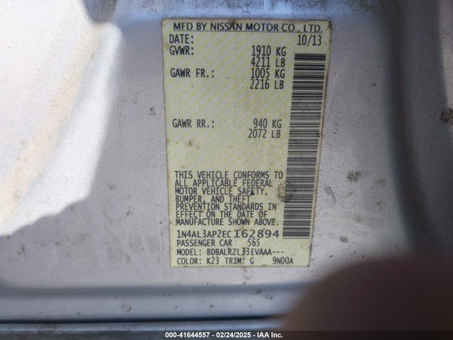 Nissan Altima 2.5 S 2014 1N4AL3AP2EC162894 Image 9