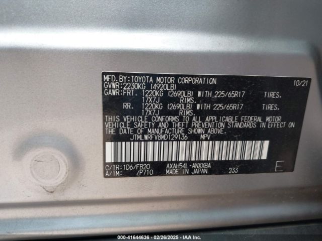 2021 TOYOTA RAV4 HYBRID JTMLWRFV8MD129136 Photo 8