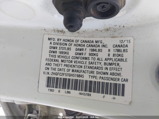 2HGFC2F57GH519845 Honda Civic Lx