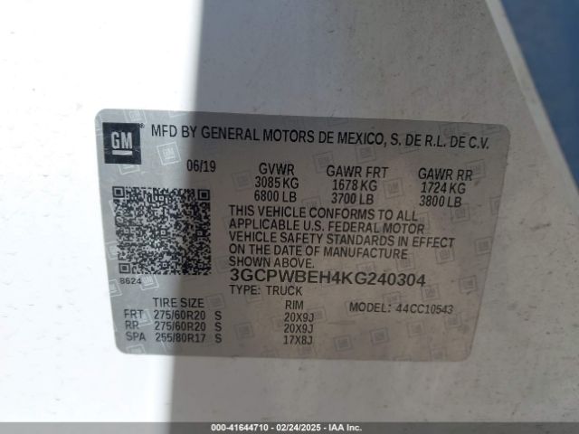 3GCPWBEH4KG240304 Chevrolet Silverado 1500 Custom