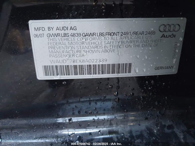 2008 AUDI A4 WAUDF78EX8A022339 Photo 8