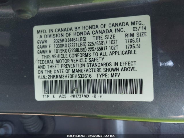 Honda Cr-v Ex-l 2014 2HKRM3H70EH532616 Image 9
