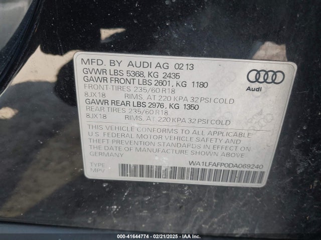 2013 AUDI Q5 WA1LFAFP0DA069240 Photo 8