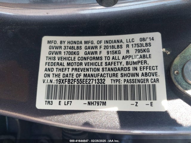 19XFB2F55EE271332 Honda Civic Lx