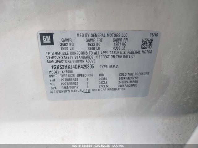 1GKS2HKJ4GR429305 GMC YUKON XL DENALI