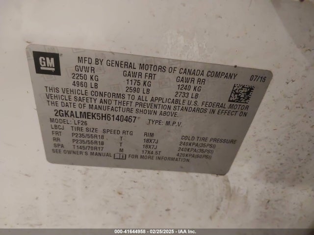 2GKALMEK5H6140467 GMC Terrain Sle-1