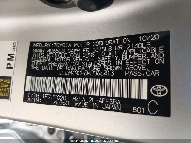 Toyota Corolla Se 6mt 2021 JTDM4MCE6MJ066413 Image 9