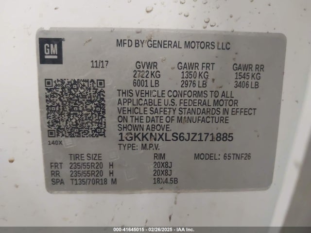 1GKKNXLS6JZ171885 GMC Acadia Denali