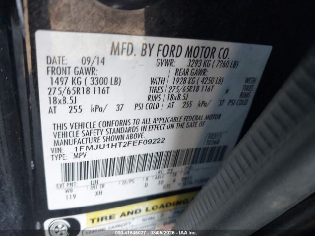 1FMJU1HT2FEF09222 Ford Expedition Xlt