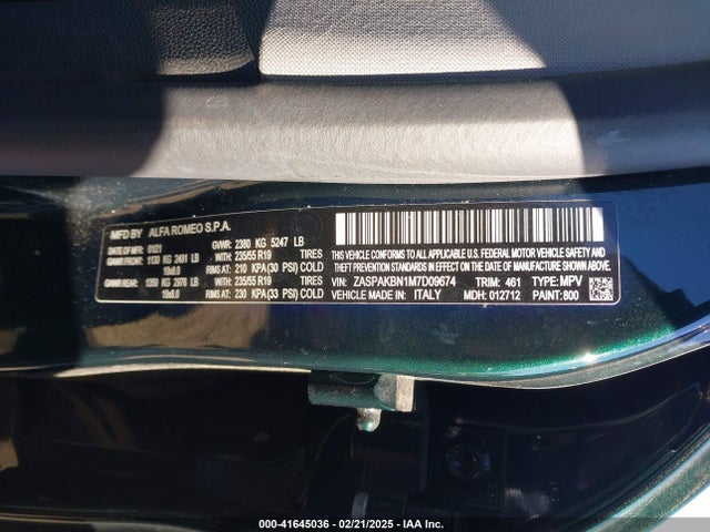 2021 ALFA ROMEO STELVIO ZASPAKBN1M7D09674 Photo 8