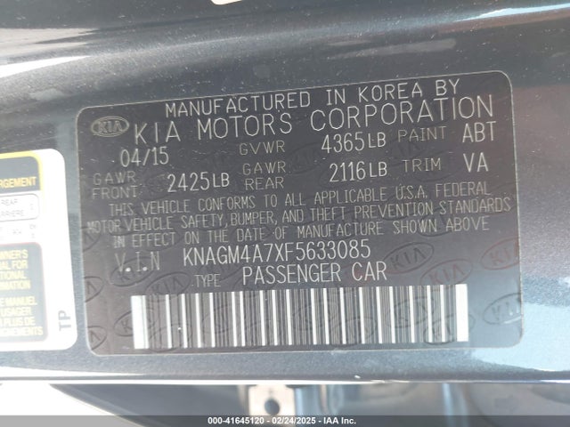 KNAGM4A7XF5633085 KIA Optima Lx