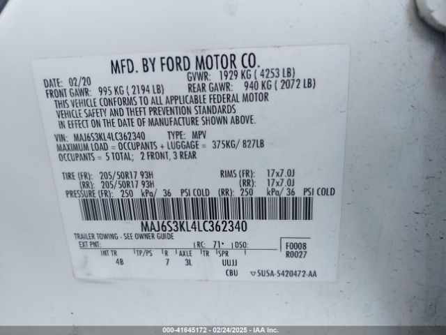 MAJ6S3KL4LC362340 Ford Ecosport Titanium