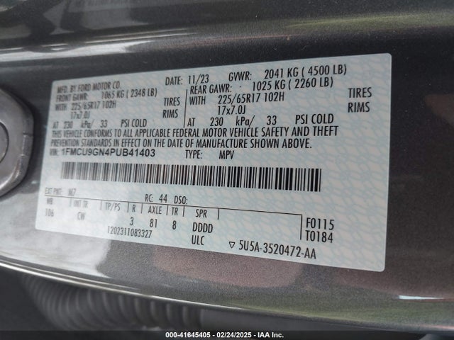 Ford Escape Active 2023 1FMCU9GN4PUB41403 Image 9