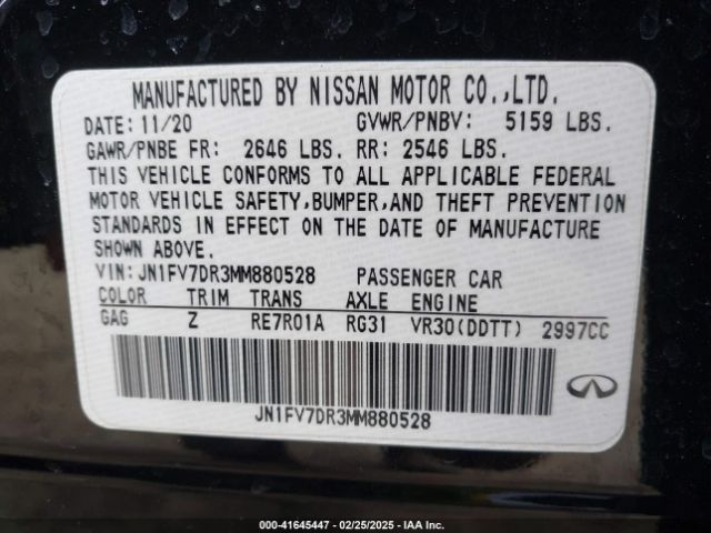 JN1FV7DR3MM880528 Infiniti Q50 Red Sport 400 Awd