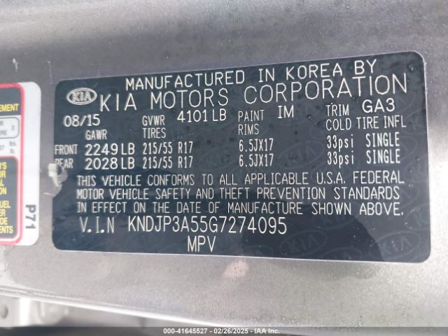 KNDJP3A55G7274095 KIA SOUL +