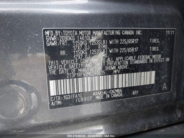 2T3P1RFV2MC246635 Toyota Rav4 Xle