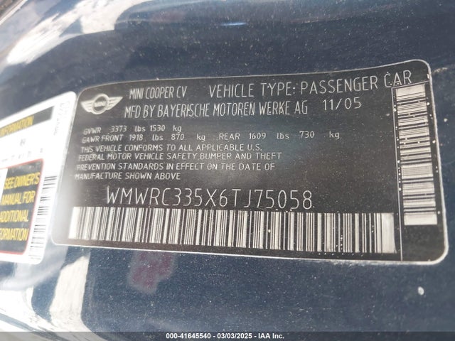 2006 MINI COOPER WMWRC335X6TJ75058 Photo 8