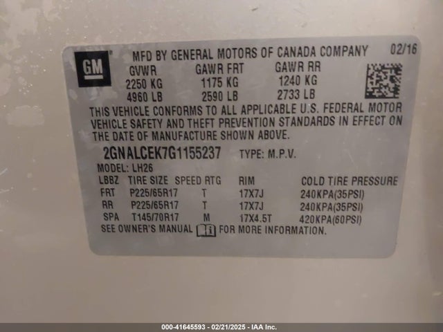 Chevrolet EQUINOX LT 2016 2GNALCEK7G1155237 Image 9