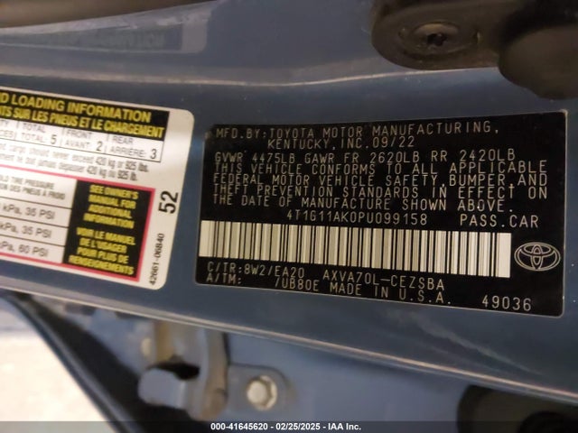 Toyota CAMRY SE 2023 4T1G11AK0PU099158 Image 9
